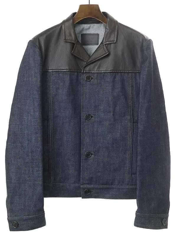 PRADA プラダ 13AW レザー切替デニムジャケット