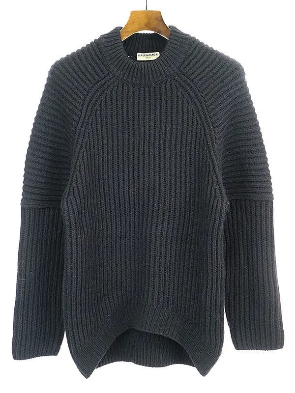 BALENCIAGA バレンシアガ 14AW アルパカ混ラグランロングリブニット