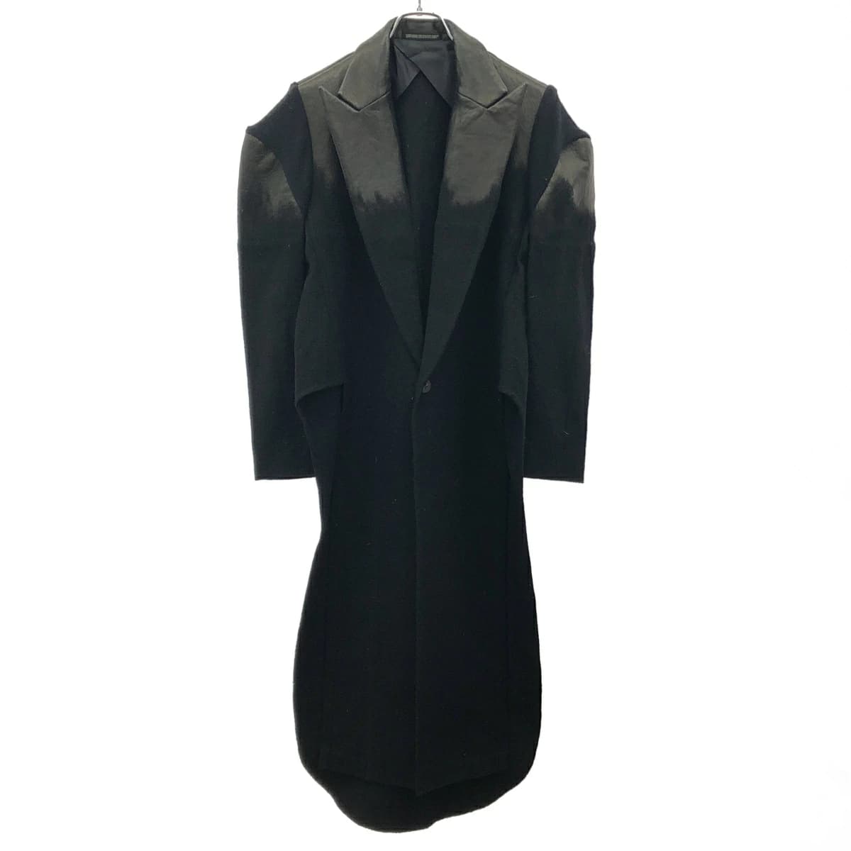 Yohji Yamamoto ヨウジヤマモト ファム 16AW レザーウールコンビネーション スリット ロングジャケットコート