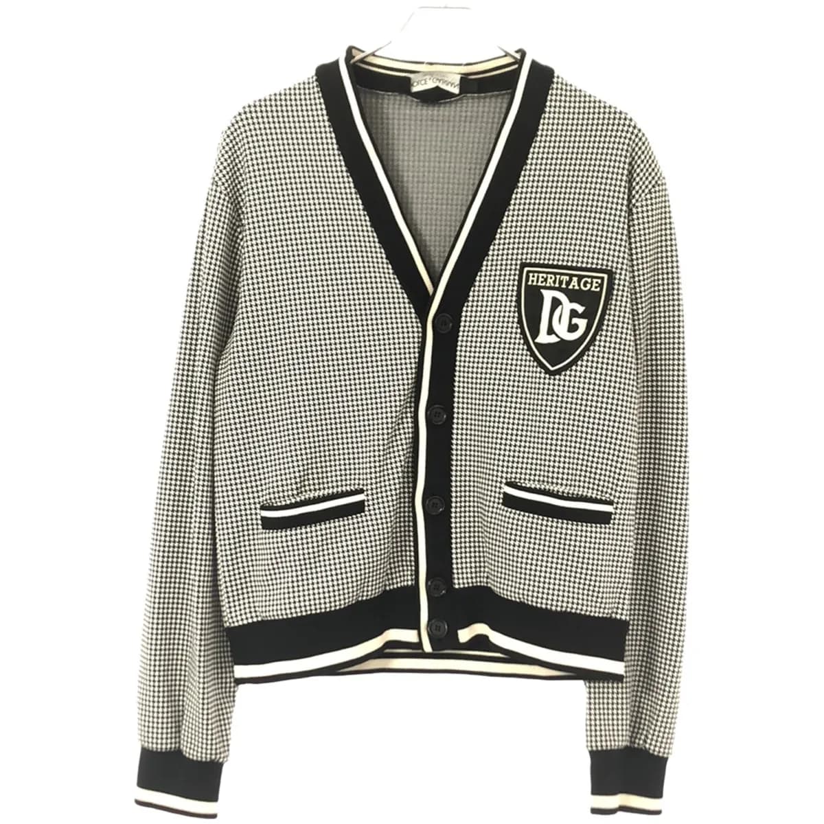 DOLCE&GABBANA ドルチェ&ガッバーナ DGワッペン千鳥格子ニットカーディガン