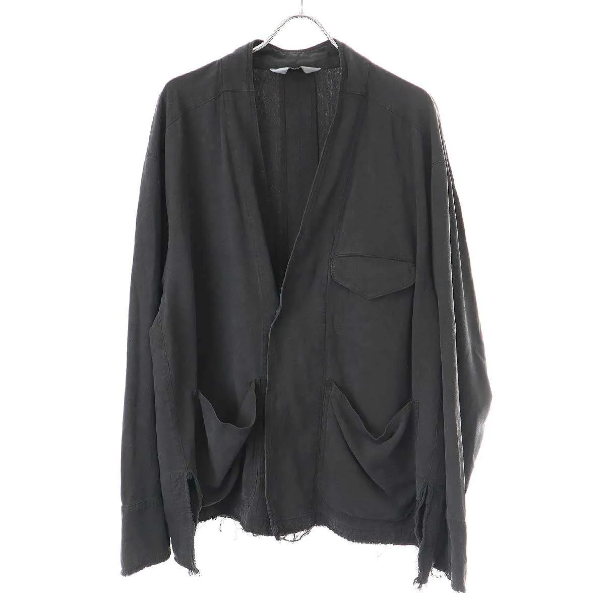 ANCELLM アンセルム 24SS SILK SUEDE COLLARLESS JACKET ネップ加工カラーレスシルクジャケット