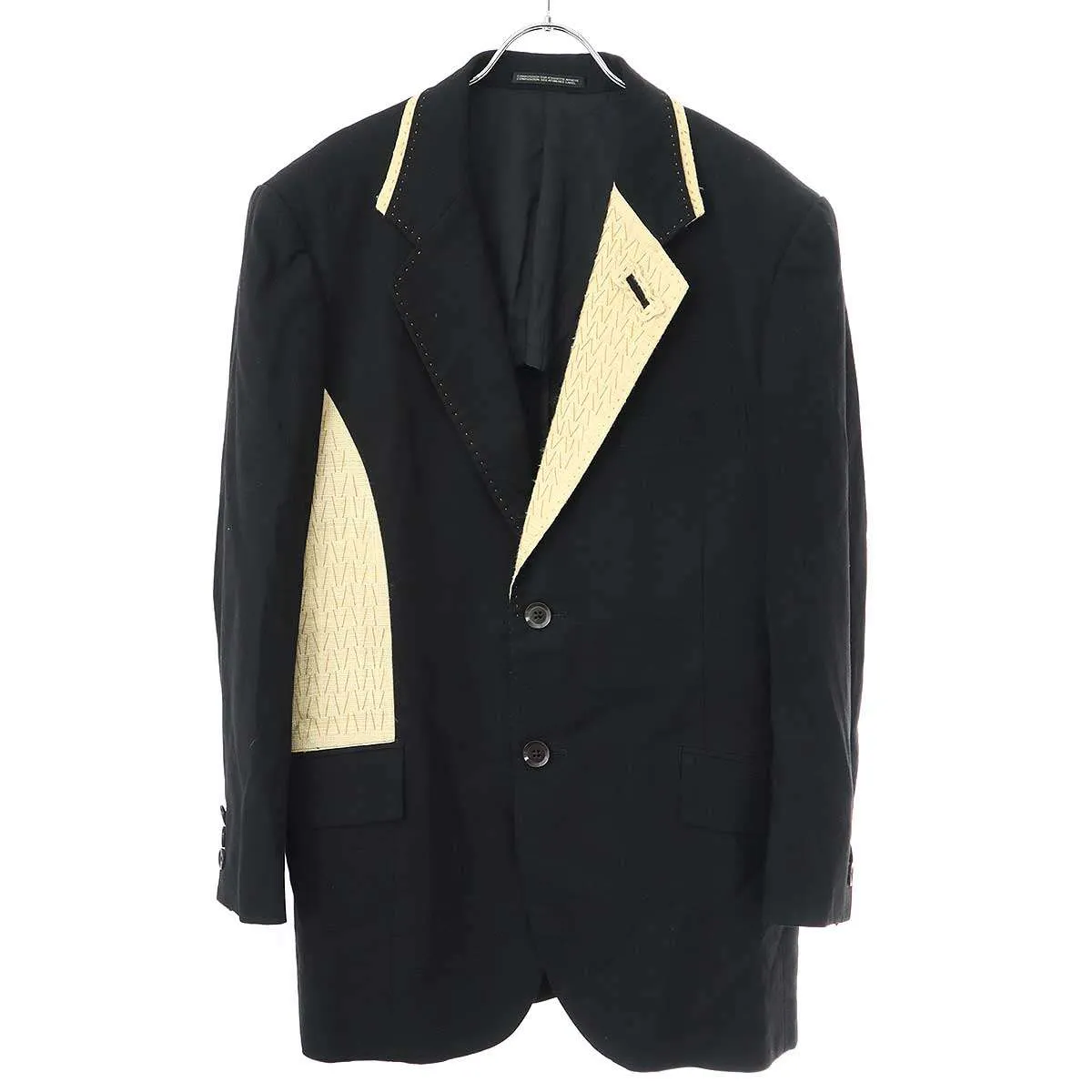 Yohji Yamamoto ヨウジヤマモト プールオム 2009SS 刺し子 シルクステッチパネルコットンリネンセットアップスーツ HV-J21-013 HV-P20-013