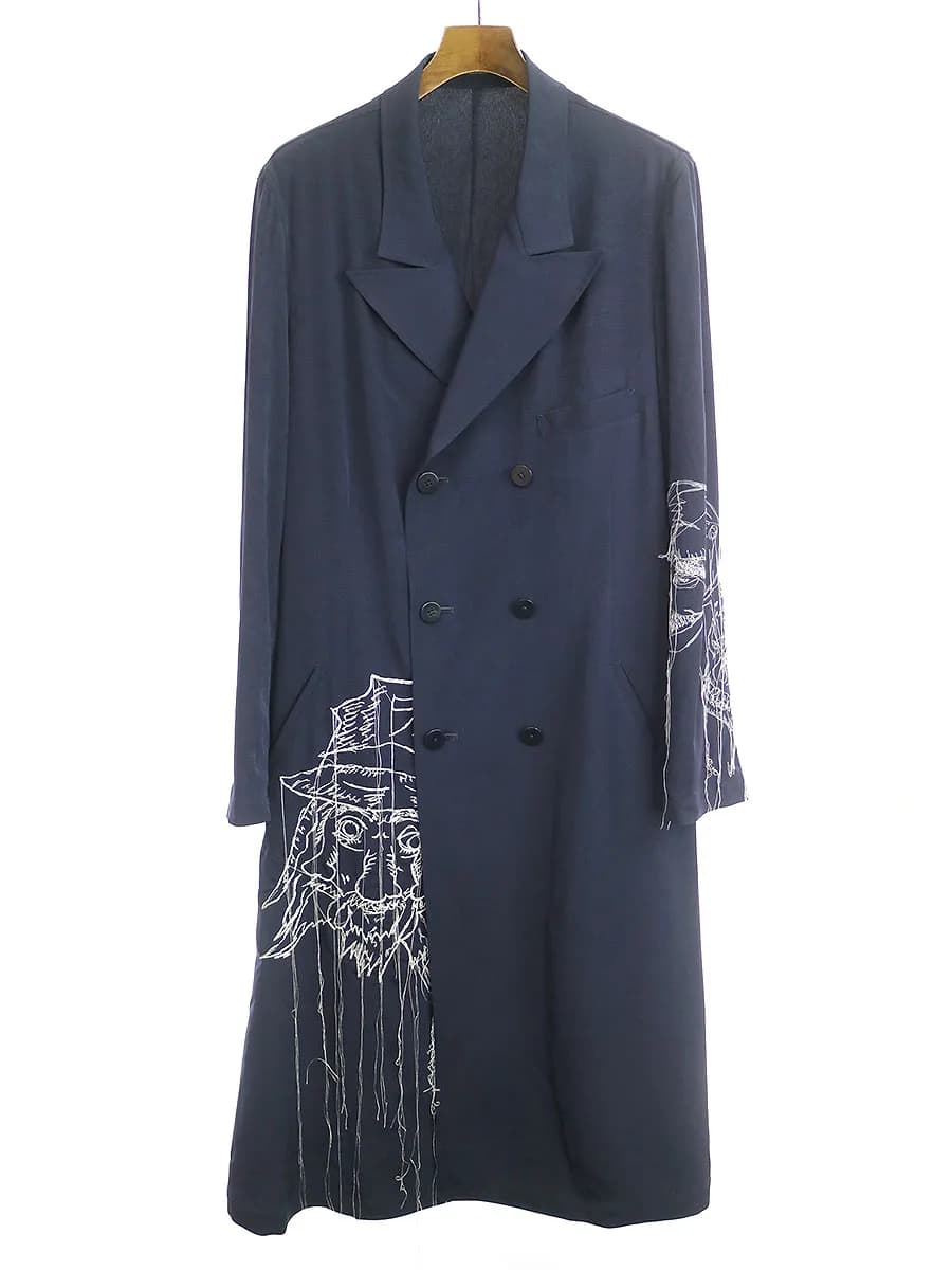Yohji Yamamoto ヨウジヤマモトプールオム 20SS LOOK21 朝倉優佳 グラフィック刺繍ピークドロングドレスコート