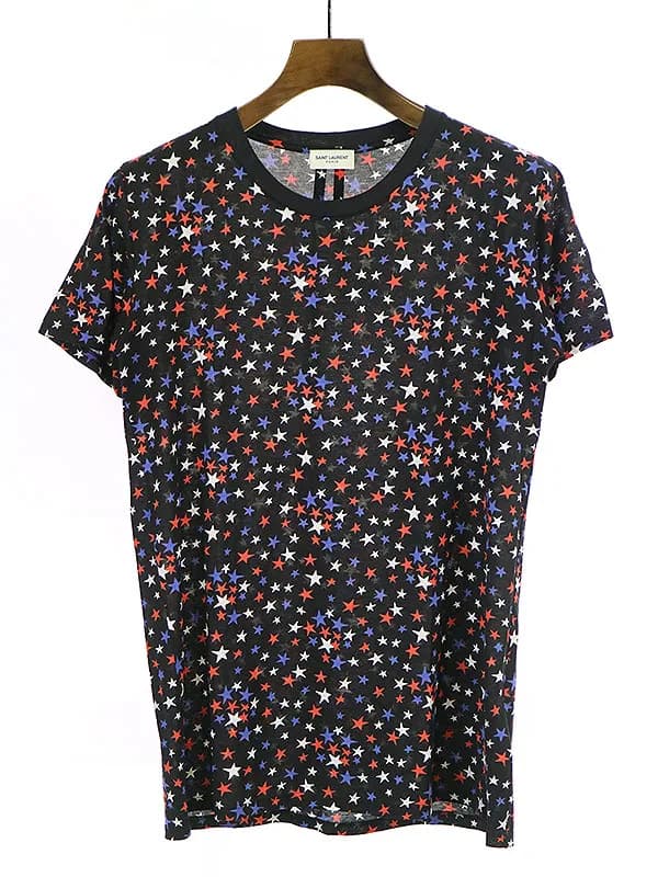 SAINT LAURENT サンローラン パリ マルチスタープリントクルーネックTシャツ