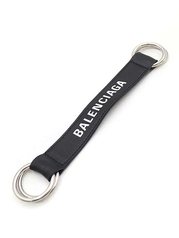 BALENCIAGA バレンシアガ レザーロゴキーリング キーホルダー