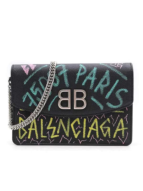 BALENCIAGA バレンシアガ CHAIN GRAFFITI BAG グラフィティプリント チェーンレザーハンドバッグ