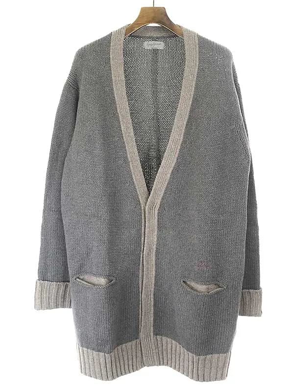 Yohji Yamamoto ヨウジヤマモト プールオム 12AW ウールローゲージロングニットカーディガン