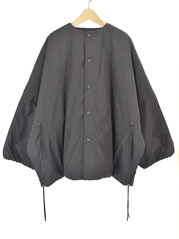 HYKE ハイク 17272 20AW COLLARLESS BIG JACKET ノーカラー中綿ビッグジャケット