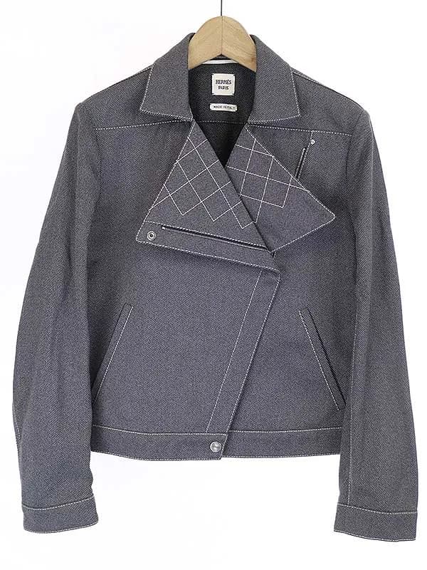 HERMES エルメス 17SS デニムダブルライダースジャケット