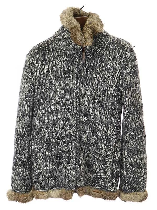 DOLCE&GABBANA ドルチェ&ガッバーナ 2001AW 裏地ファーデザインジップアップニットセーター