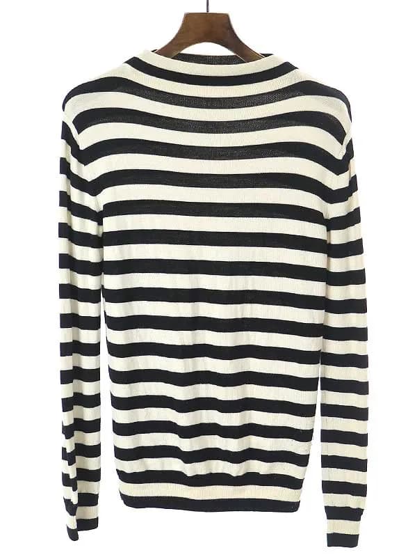 SAINT LAURENT サンローラン パリ 15AW モックネックウールボーダーニットセーター