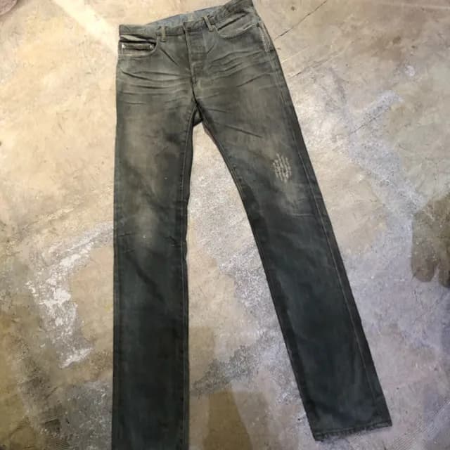 Dior HOMME Dior HOMME 04SS STRIP 爪痕ダメージ加工泥ワックスデニムパンツ