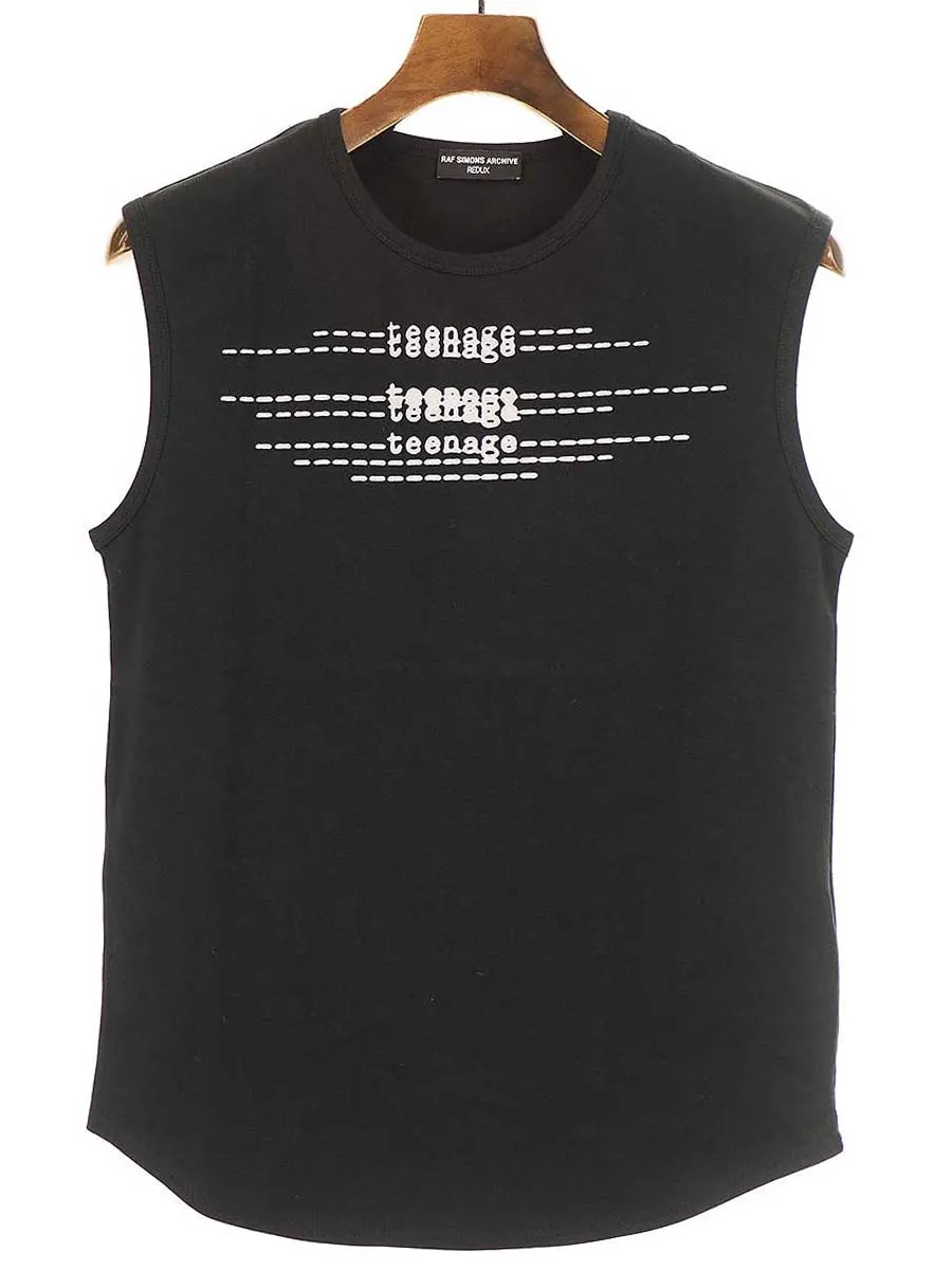 RAF SIMONS ラフシモンズ アーカイブ レダックス 21SS Sleeveless slim fit T-shirt with Teenage print プリントノースリーブカットソー