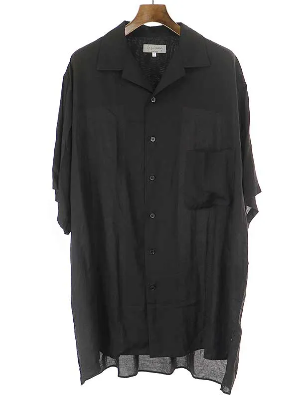 Yohji Yamamoto ヨウジヤマモト プールオム 21AW オープンカラーテンセルショートスリーブシャツブラウス