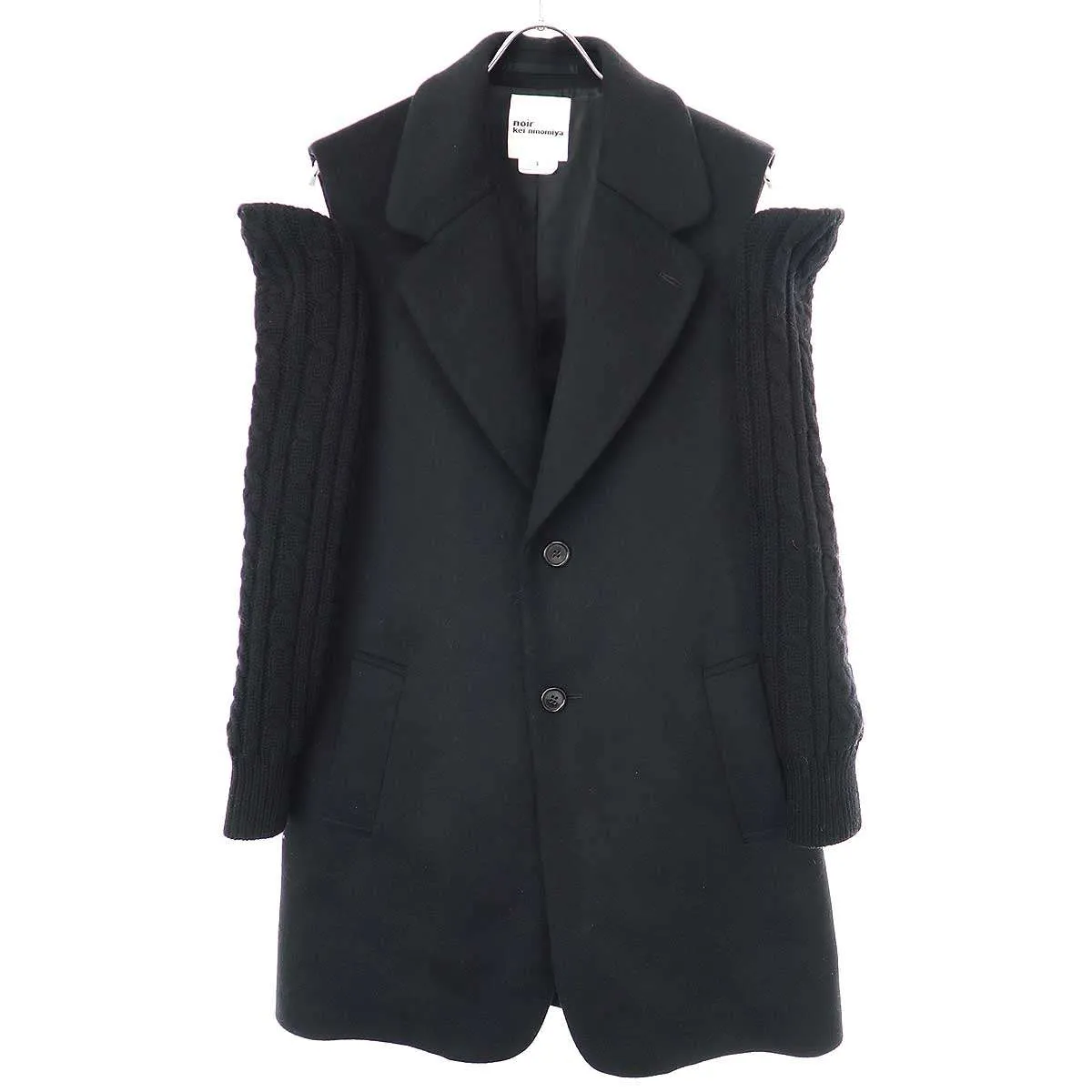 noir kei ninomiya ノワール ケイ ニノミヤ 23AW オープンニットスリーブ カシミヤ混コート 3L-C005