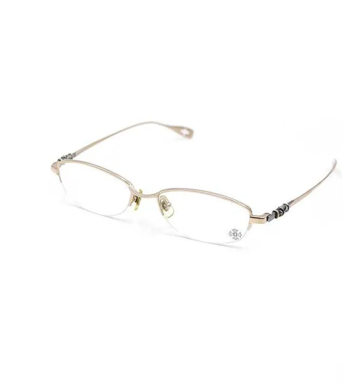 CHROME HEARTS クロムハーツ WTF/CHクロステンプルメタルハーフリムメガネフレーム