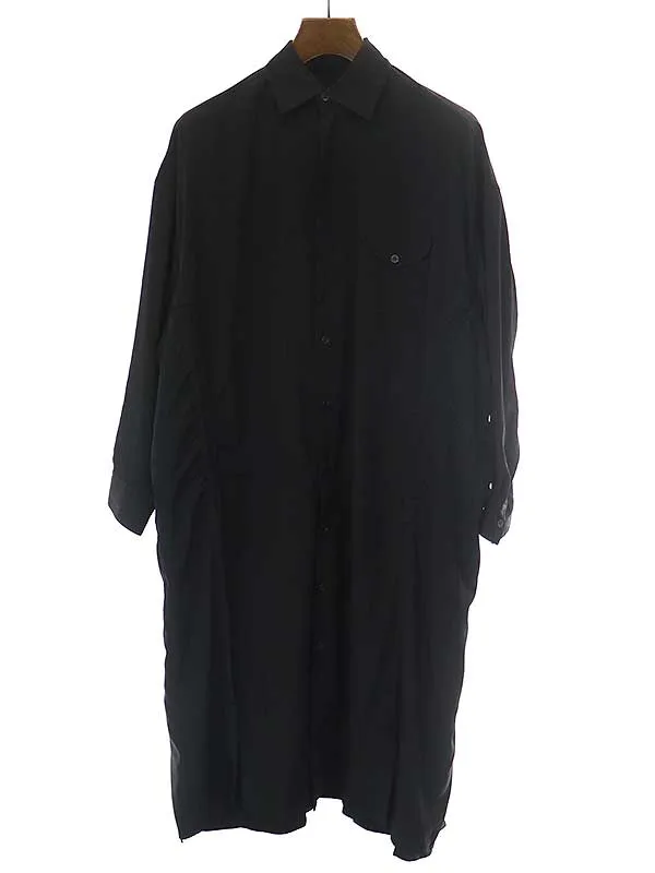 Yohji Yamamoto ビー ヨウジヤマモト 19AW サイドギャザーダブルレイヤードロングシャツ