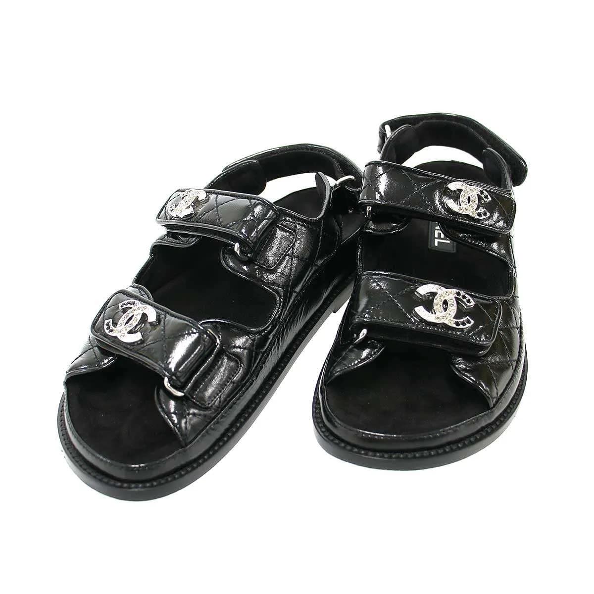 CHANEL シャネル ココマークラインストーン フットベットサンダル G35927
