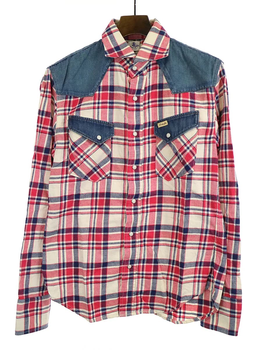 1piu1uguale3 1piu1uguale3×Wrangler デニム切替チャック柄ウエスタンシャツ