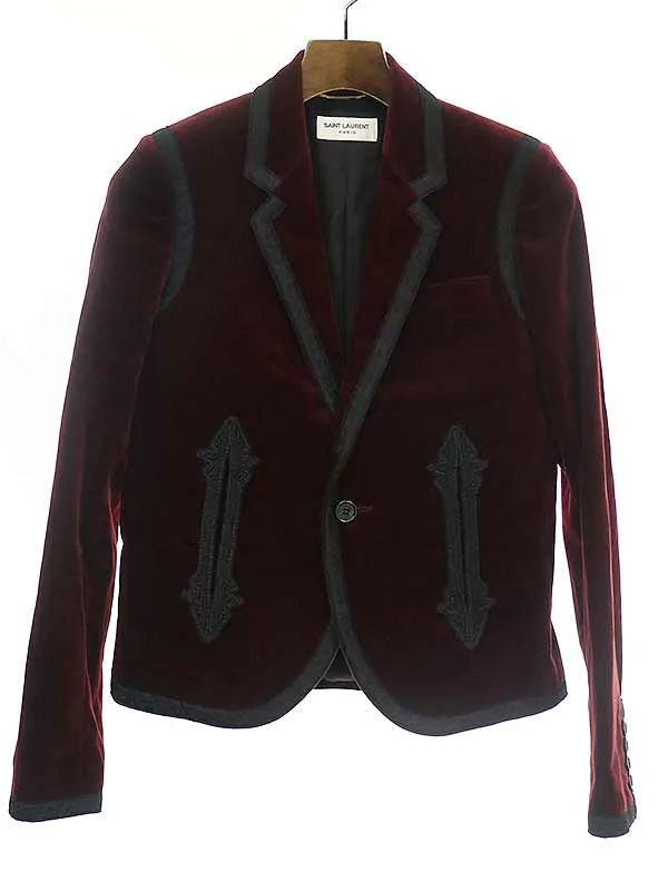 SAINT LAURENT サンローラン パリ ベルベットアップリケデザイン1Bジャケット