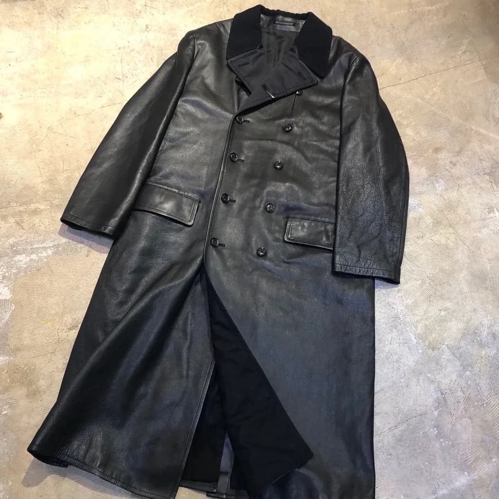 Yohji Yamamoto Yohji Yamamoto POUR HOMME 92AW ダブルブレストレザーロングコート