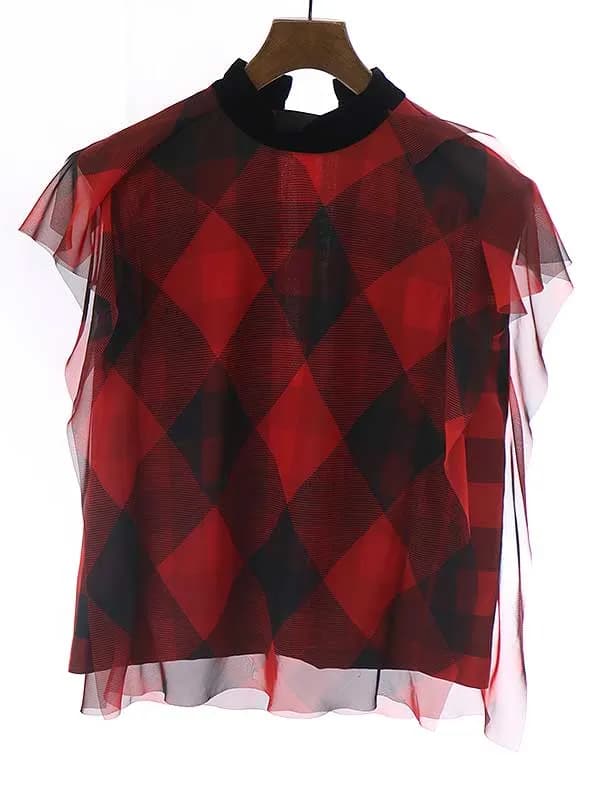 sacai サカイ 22SS バッファローチェックプルオーバーシャツブラウス