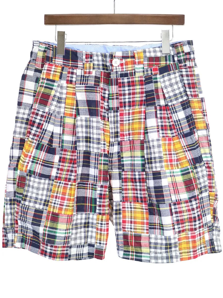 is-ness イズネス AH WIDE SHORTS マルチチェックコットンワイドショートパンツ