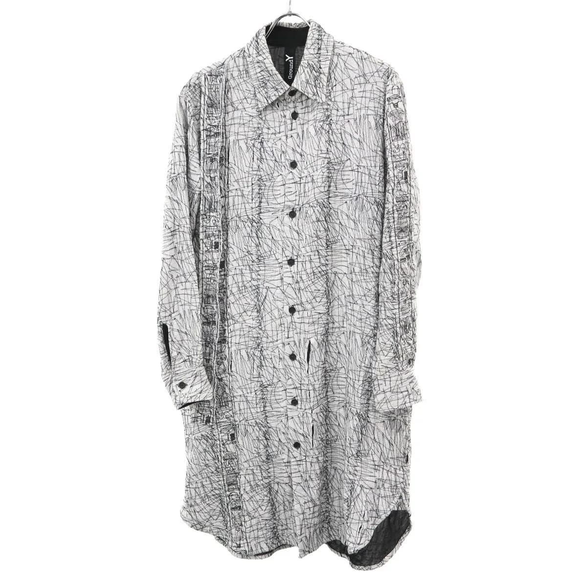 Yohji Yamamoto グラウンド ワイ×呪術廻戦 TALISMAN" EMBROIDERY LONG SHIRTタリスマン エンブロイダリー ロングシャツ GN-B02-002