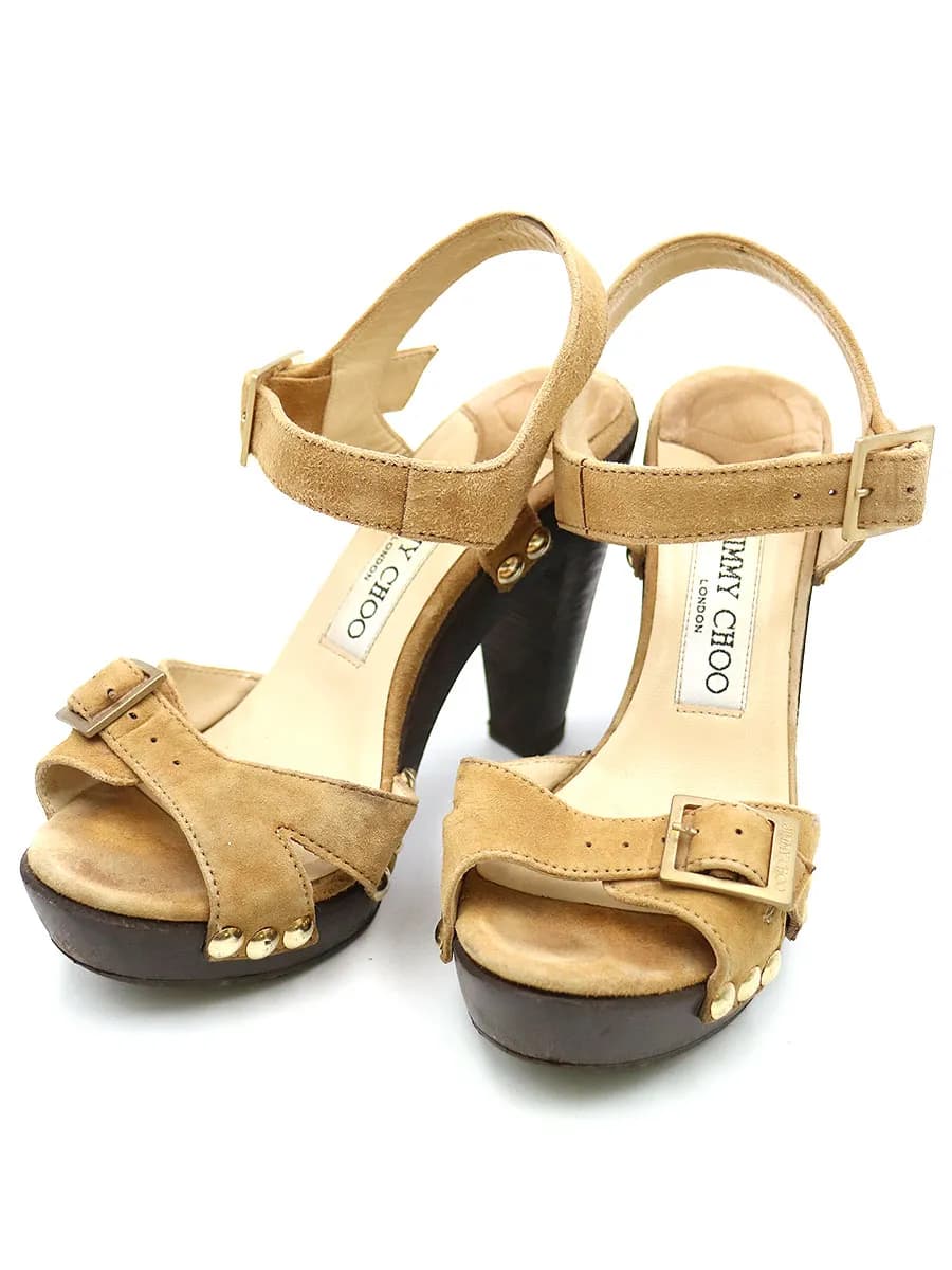 JIMMY CHOO ジミー チュウ アンクルストラップローヒールサンダル