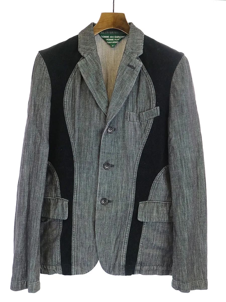 COMME des GARCONS コムデギャルソン オムプリュス エバーグリーン 09SS コーデュロイ切替デニムジャケット