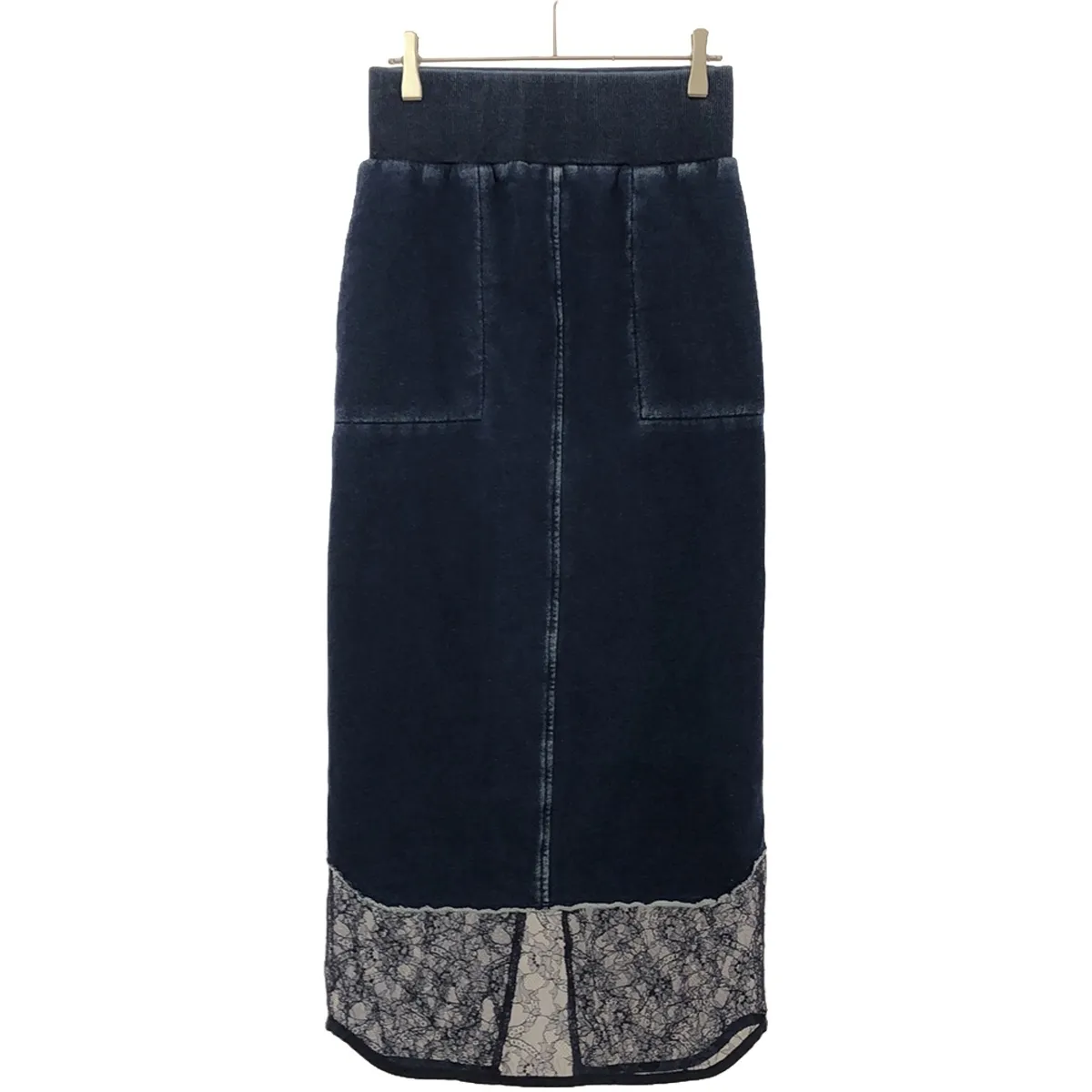 Mame Kurogouchi マメ クロゴウチ 18AW Denim Jersey skirt デニムジャージーレーススカート