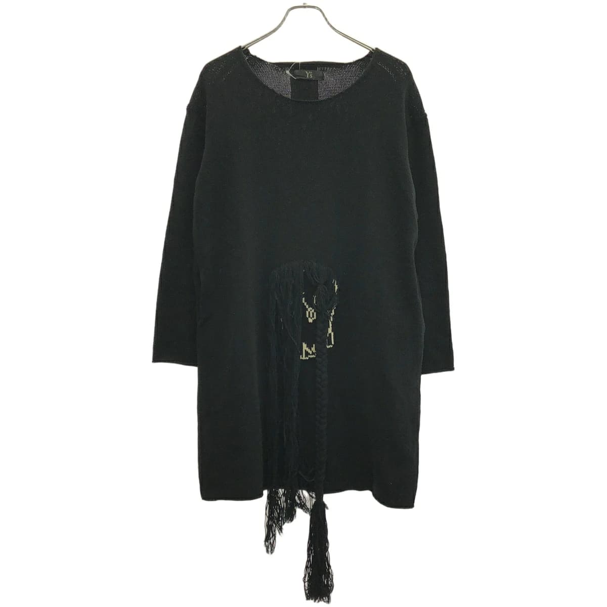 Y's ワイズ 23SS COTTON ACRYLIC INTARSIA JACQUARD PLAIN STITCH SKELETON PULLOVER スケルトンロングニットセーター YZ-K98-585