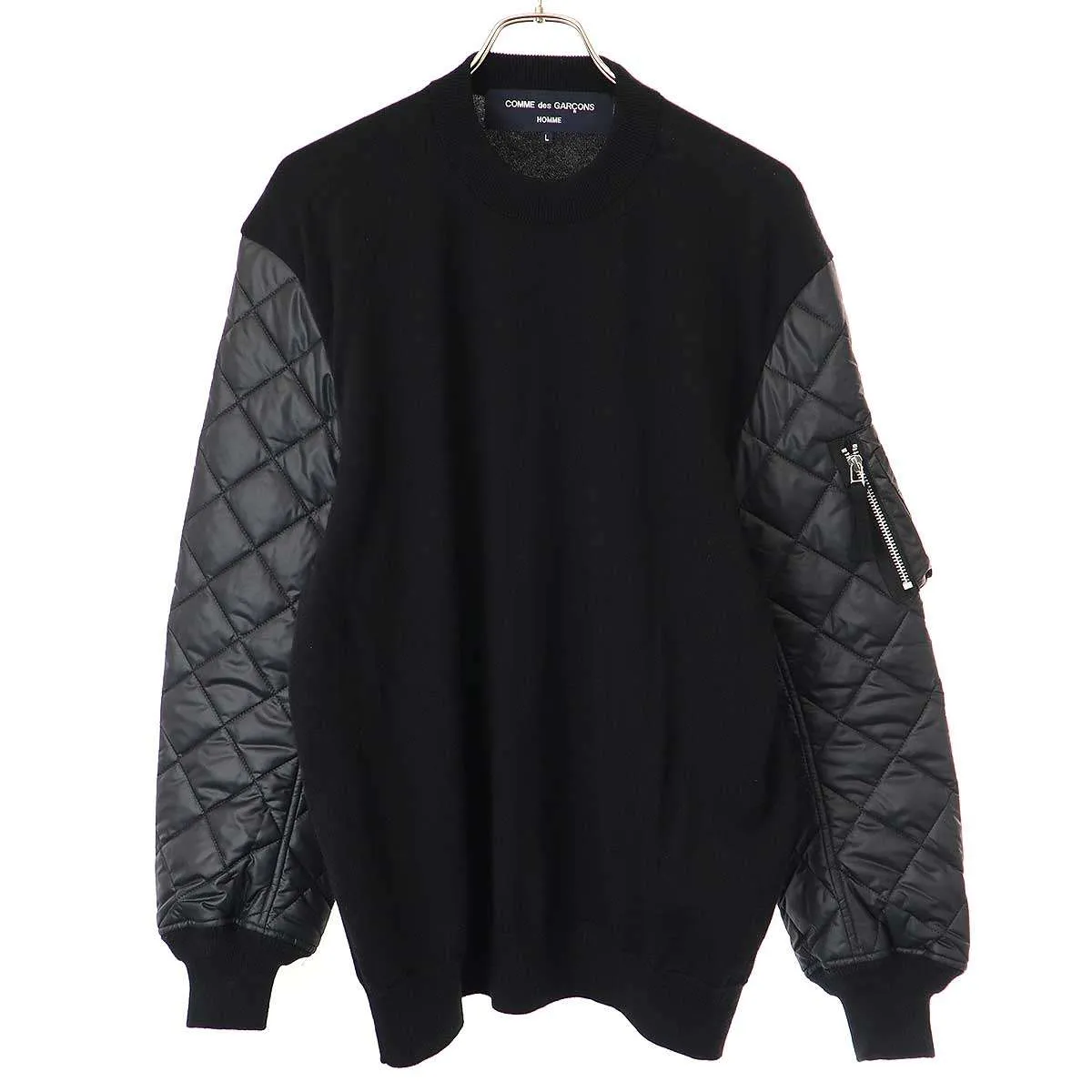 COMME des GARCONS コムデギャルソンオム 23AW キルティングパテッドスリーブ ウールニットセーター