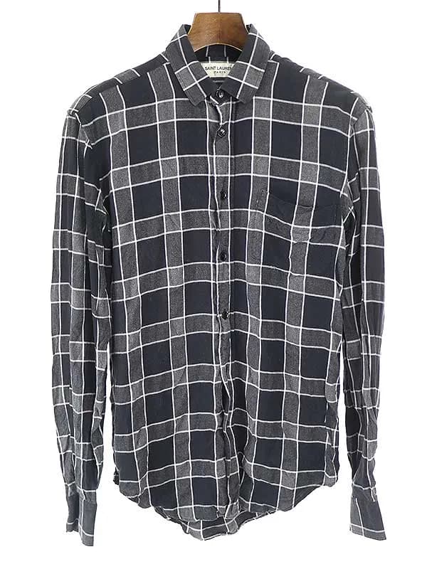 SAINT LAURENT サンローラン パリ 16SS コットンチェックシャツ