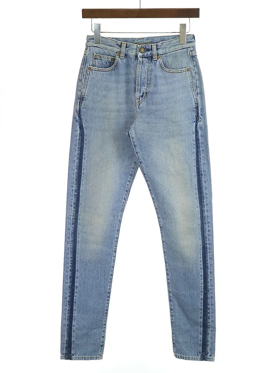 SAINT LAURENT サンローラン パリ D20 W/TS-MW ヴィンテージ加工サイドラインデニムパンツ