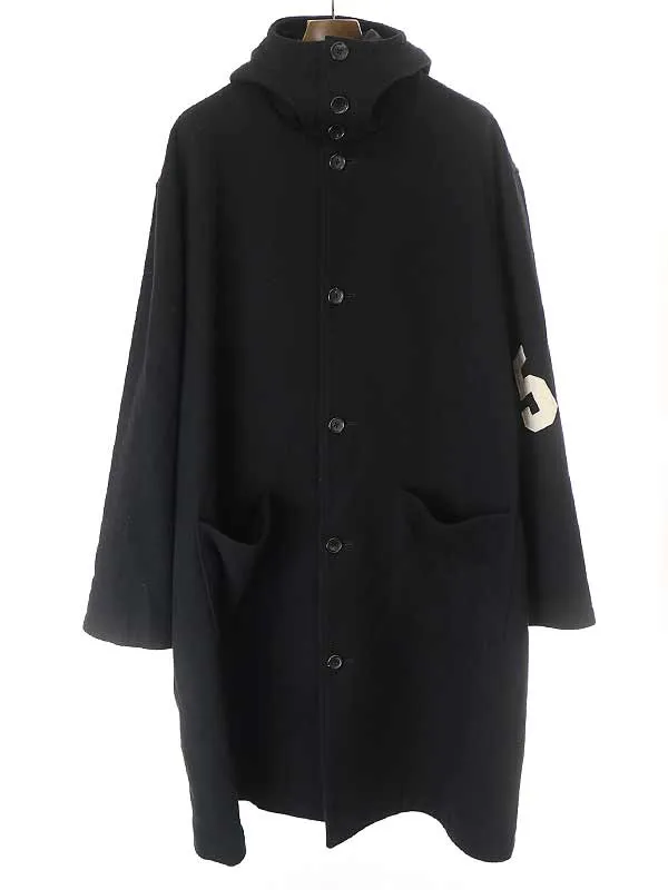 Yohji Yamamoto ヨウジヤマモトプールオム 17AW REPLICA 87AW-88AW ウールゼッケンフーデッドコート