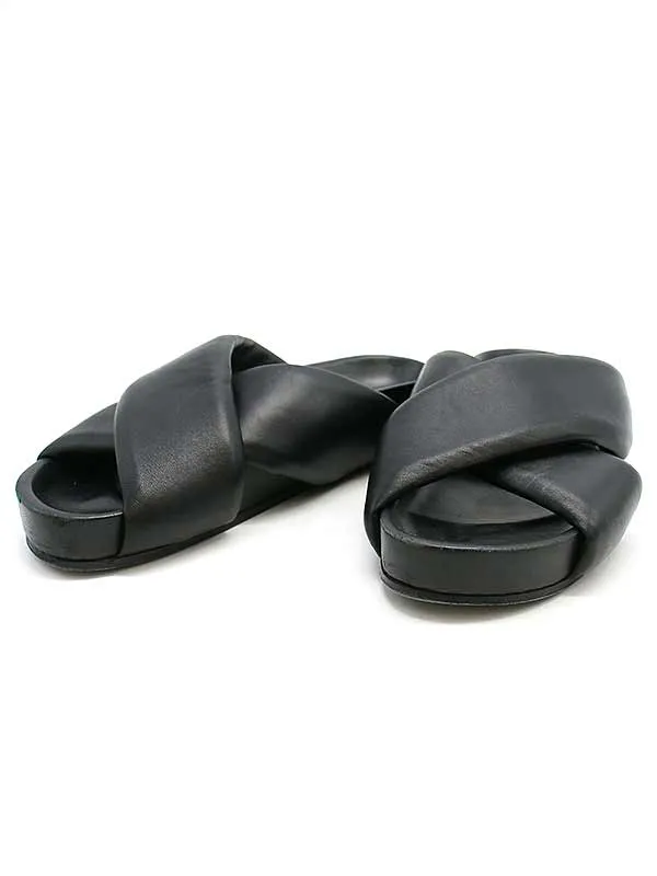 JIL SANDER ジルサンダー レザークロス スライドサンダル