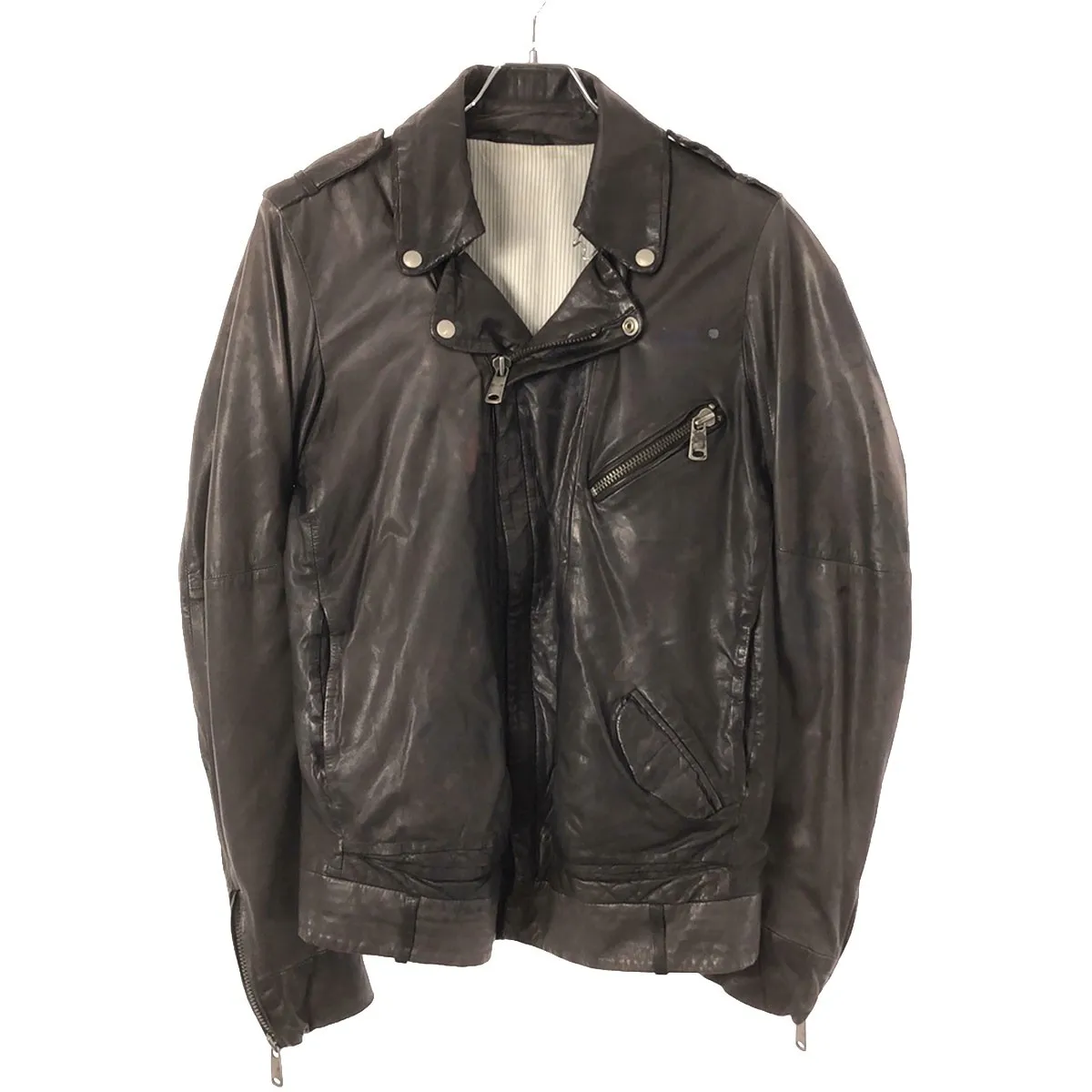 DIESEL ディーゼル ブラックゴールド ペイント加工ダブルライダースジャケット