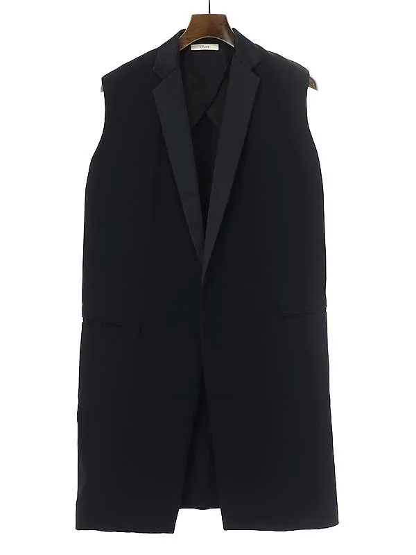 CELINE セリーヌ by Phoebe Philo サテンラペル ノースリーブロングジャケット