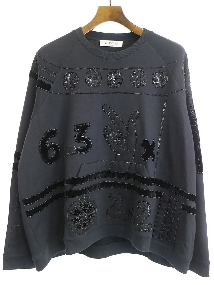 VALENTINO ヴァレンティノ 17AW ビジュースパンコールデザインスウェットトレーナー