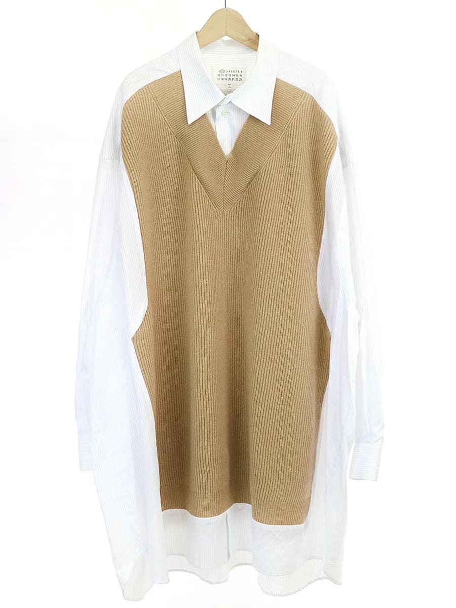 Maison Margiela メゾンマルタンマルジェラ 1 19AWオーバーニットコンビストライプシャツ