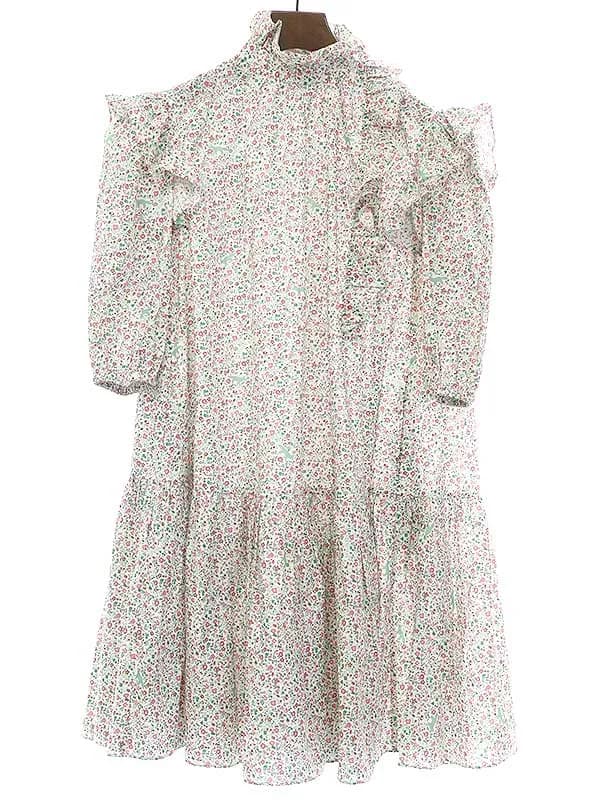 MAISON KITSUNE メゾンキツネ 22SS OLY FLOUNCE PUFF DRESS LIBERTY 総柄ドレスワンピース