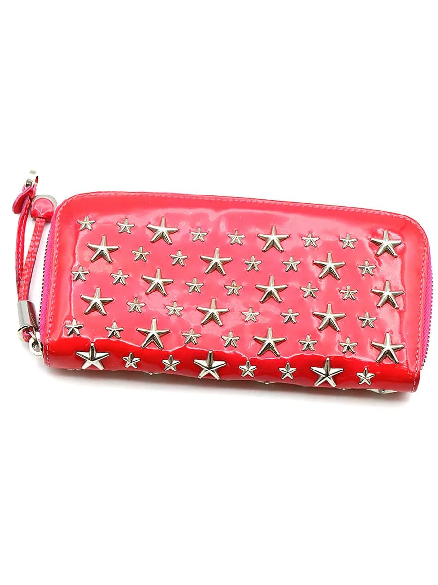 JIMMY CHOO ジミー チュウ パテントレザースタッズレザーウォレット