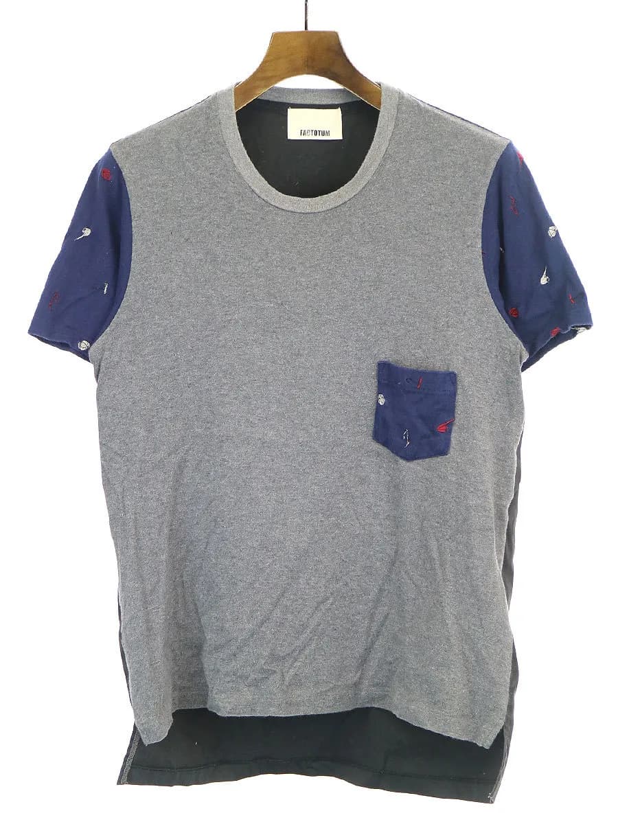 FACTOTUM ファクトタム 13SS 袖刺繍ミックスコンビTシャツ