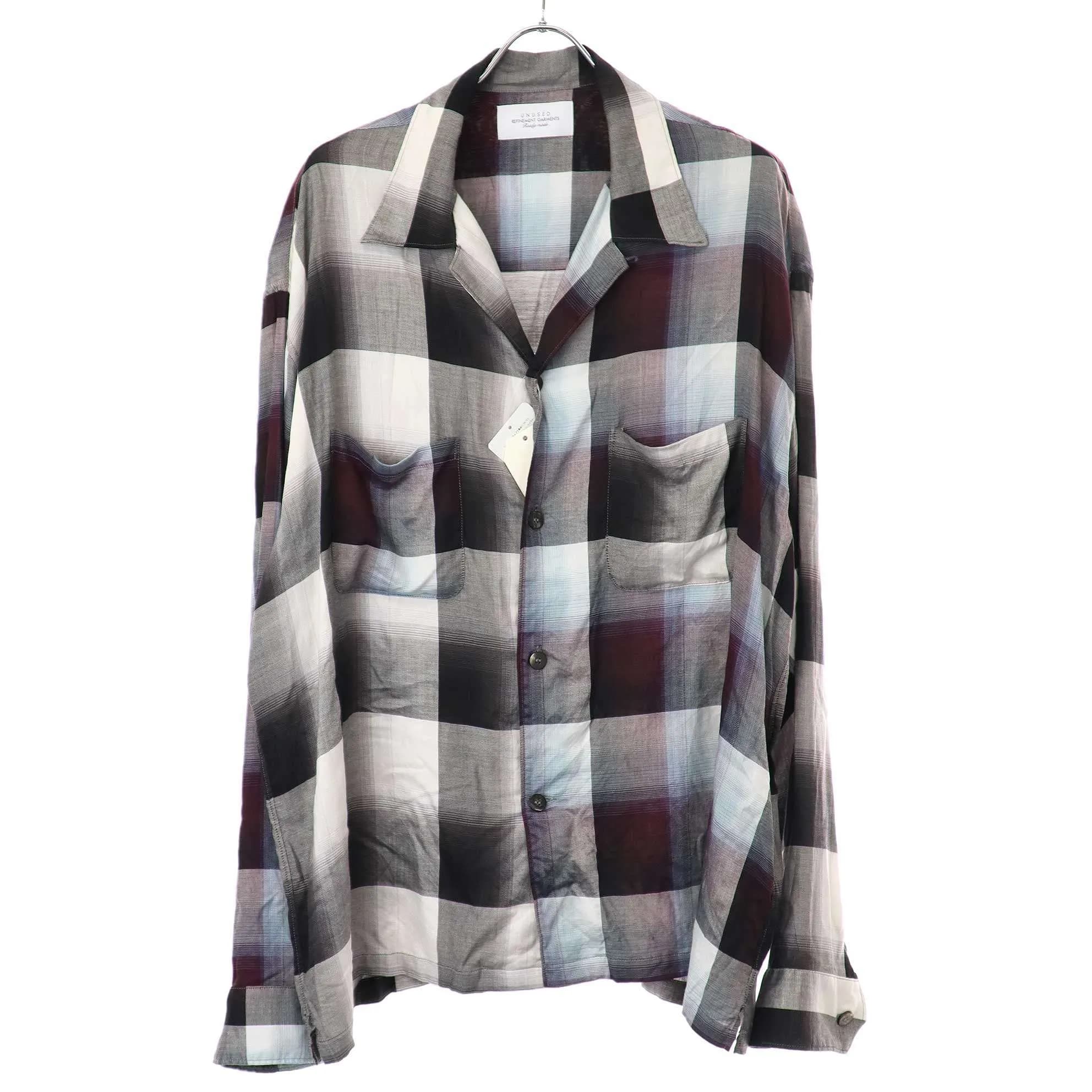 UNUSED アンユーズド×シュガーヒル 22SS Ombre check open collar shirt オンブレチェックオープンカラーシャツ