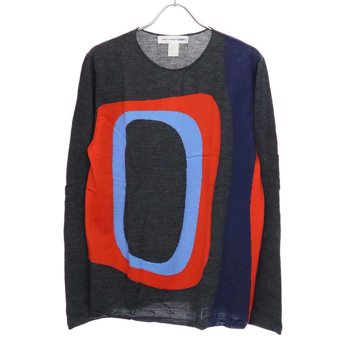 COMME des GARCONS コムデギャルソンシャツ 18AW ウールグラフィックデザインニットセーター