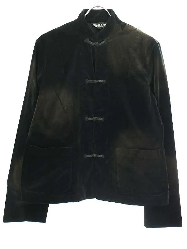 COMME des GARCONS ブラック コムデギャルソン 15AW ブリーチ加工チャイナボタンベルベットジャケット