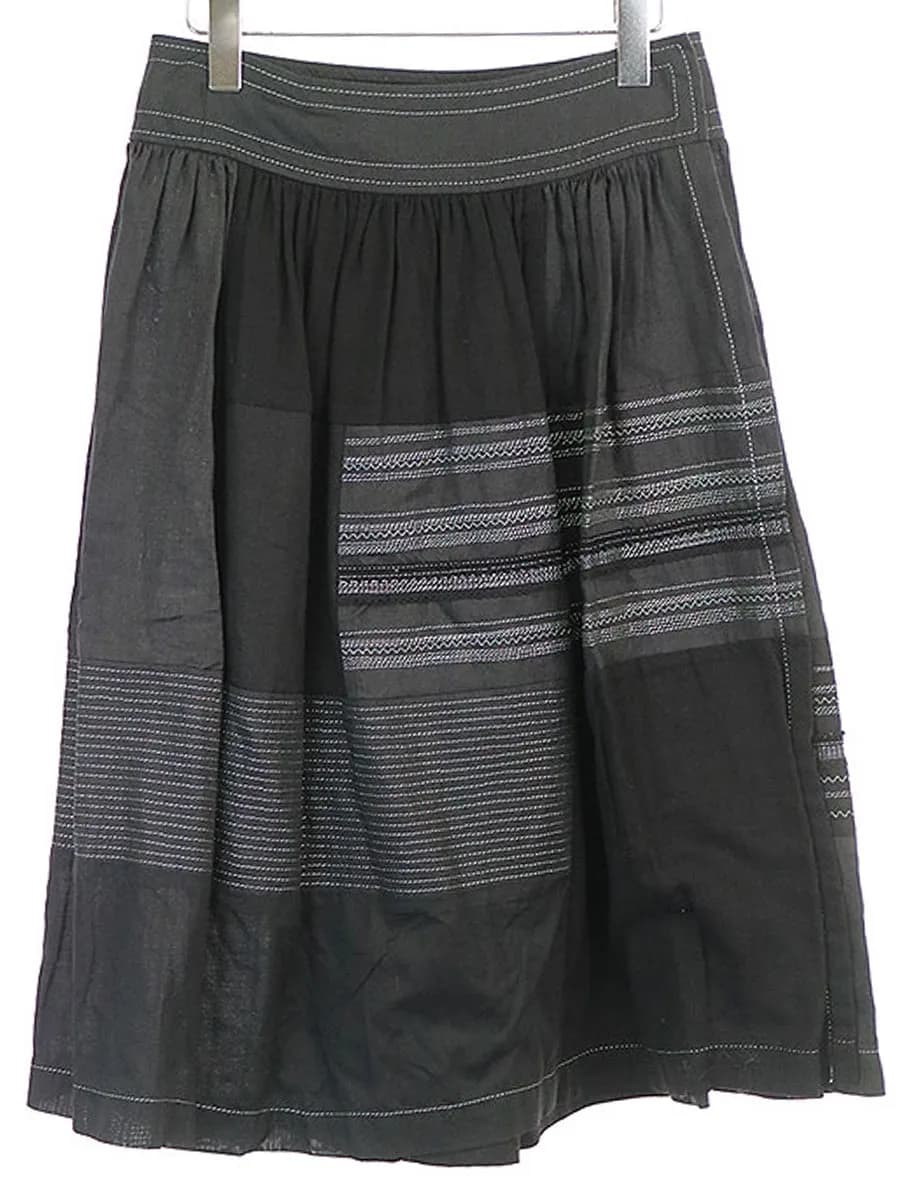 COMME des GARCONS トリコ コムデギャルソン 08SS 製品洗い加工リネンコットンラメ糸刺繍ラップスカート