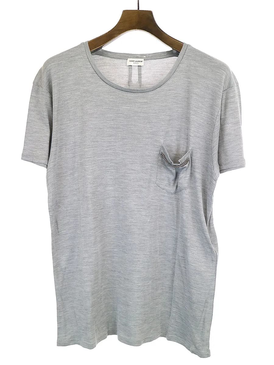 SAINT LAURENT サンローラン パリ 13AW チェーンポケットシルクTシャツ