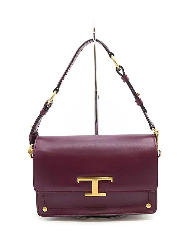 TOD'S トッズ T タイムレス レザーショルダーバッグ